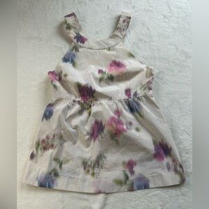Theory Ivory & Pastel Floral Print Sleeveless Top Sz 0